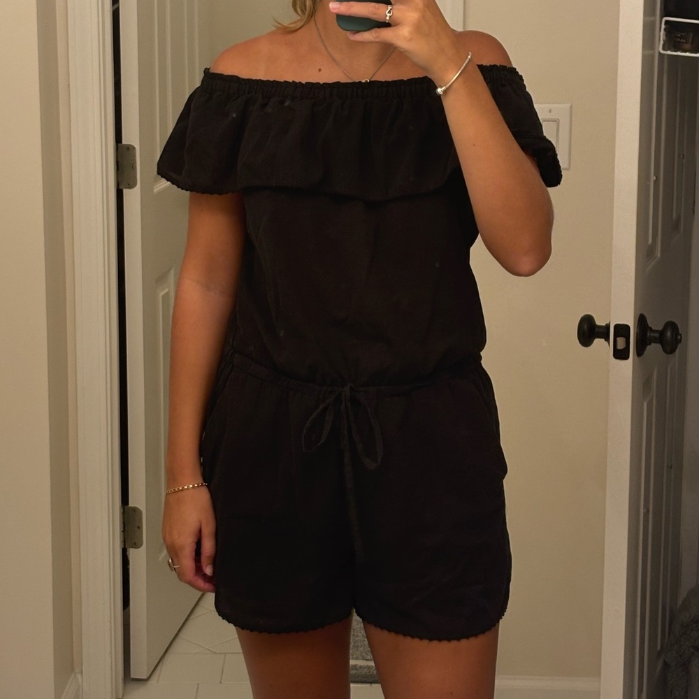 LOFT Black Off-Shoulder Romper